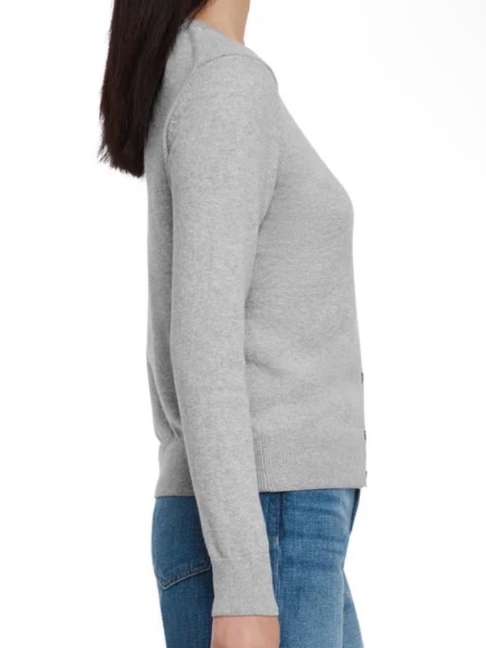 GAP Light Gray Button-Front Crewneck Cardigan Sz L - Picture 5 of 5